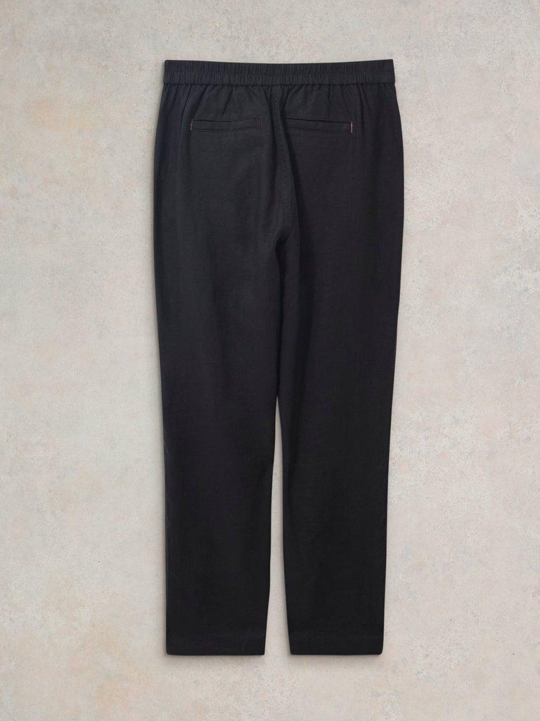 Rowena Linen Trouser in PURE BLK - FLAT BACK